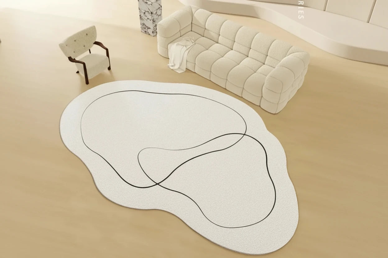 Minimalist Linear Rug - Modern Abstract Irregular Carpet