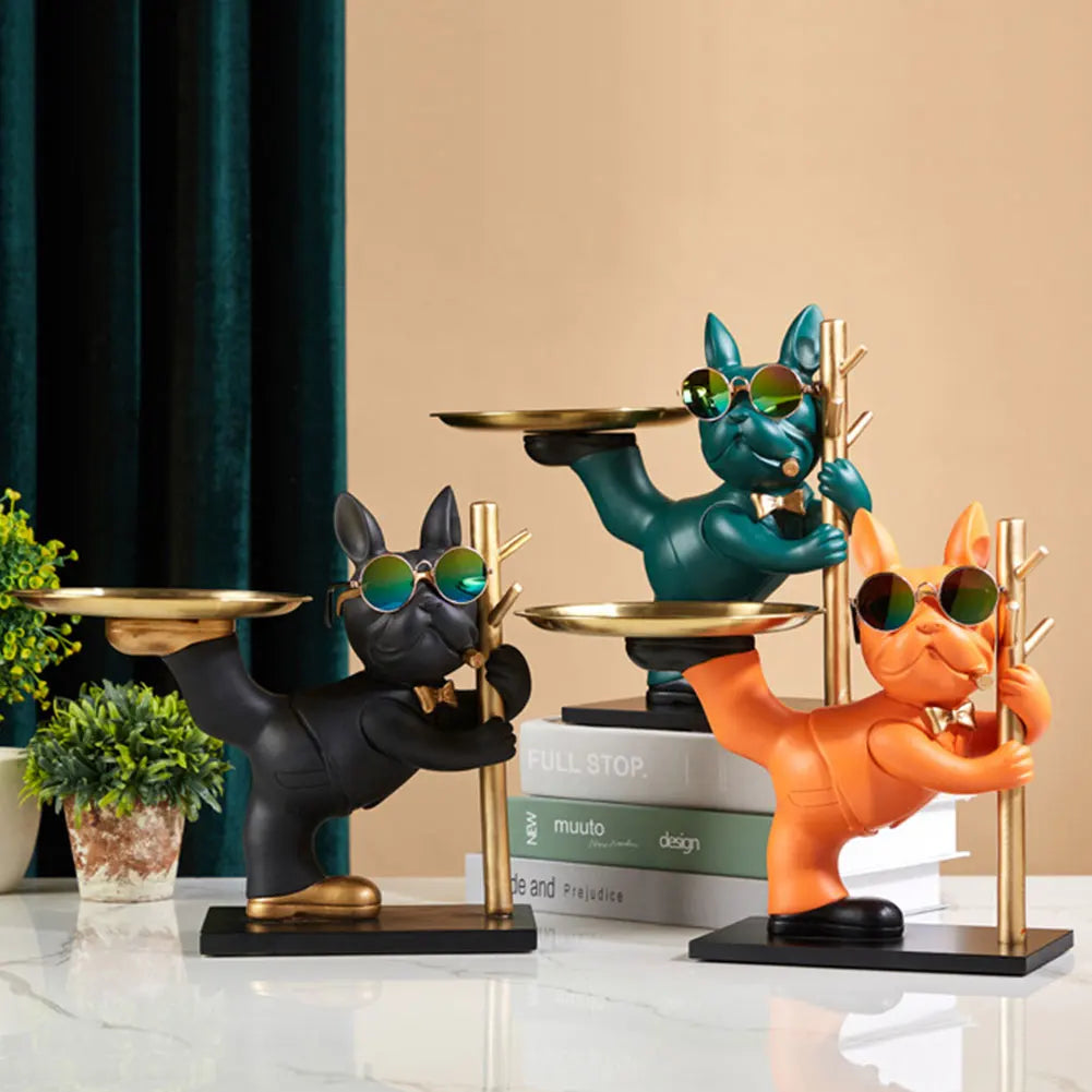 Magnate Pitbull Statue - Resin Sculpture with Storage Tray | Home Decor
