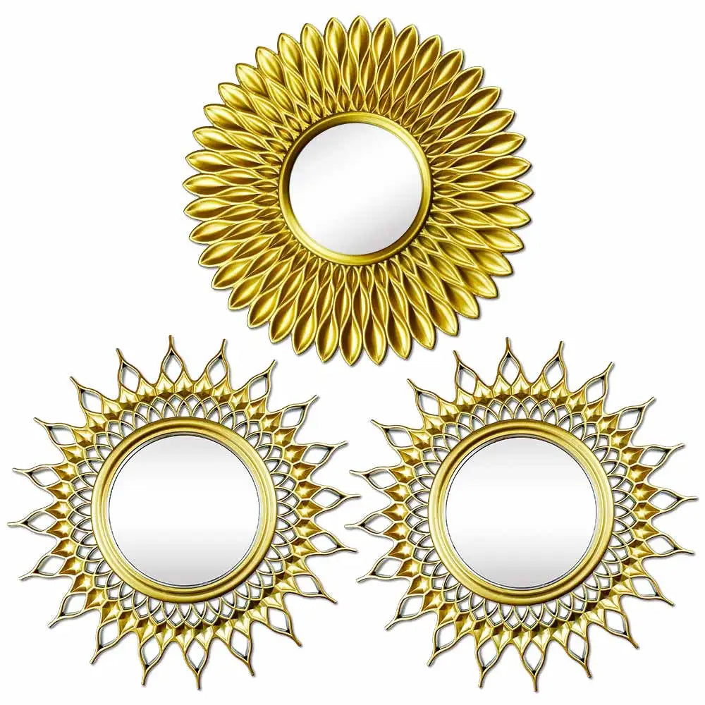 Sunburst Wall Mirror - Round Decorative Gold or Silver - Boho Decor