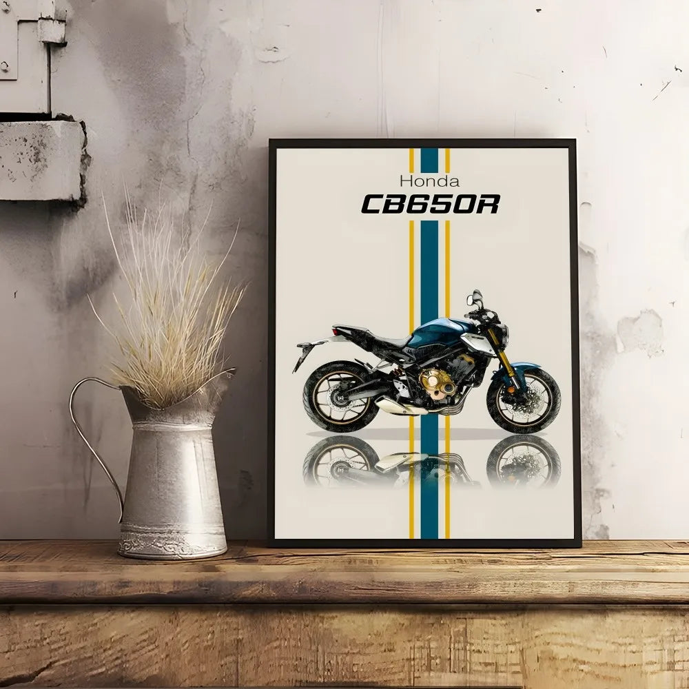 Bold H-HonDAS Motorcycle Poster Canvas Wall Art - Waterproof Print