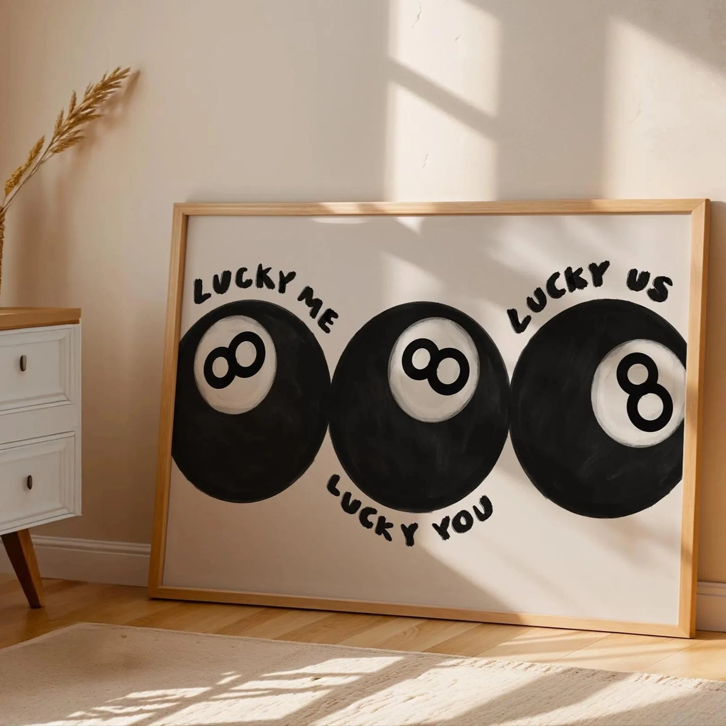 Striking No.8 Ball Lucky Me Lucky You Canvas Print, Cool Wall Art Poster -for Living Room Bedroom Bar Home Decor