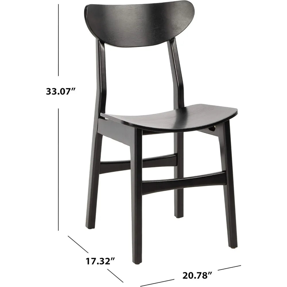 Retro Dining Chairs Set of 2 - Black Wood Finish