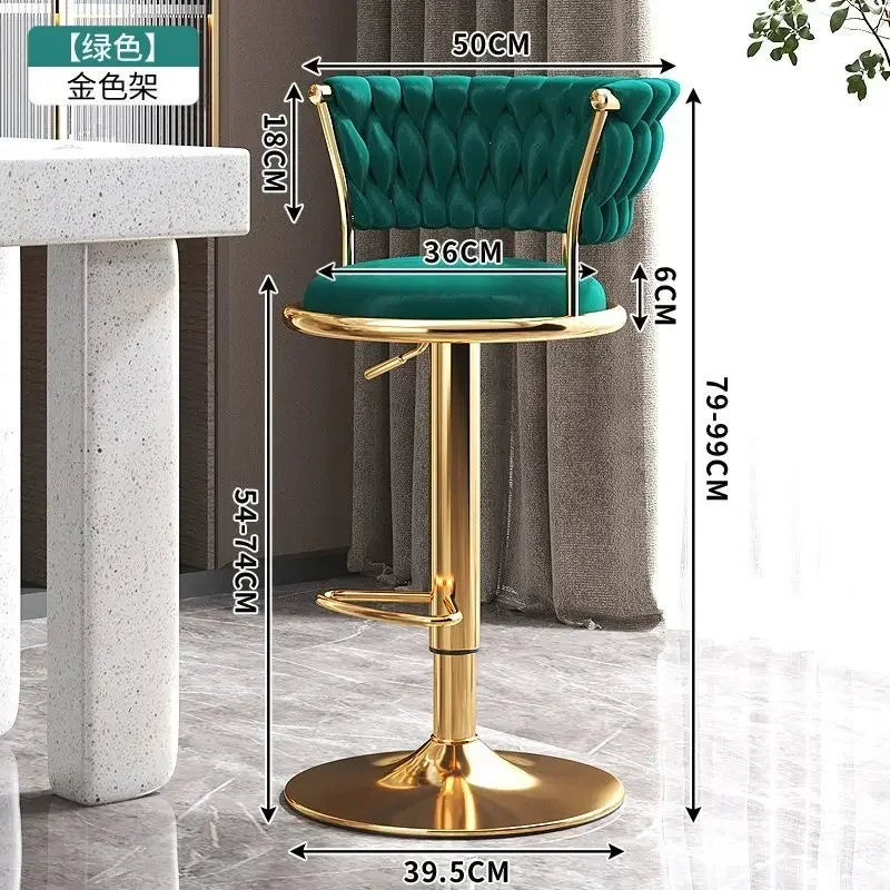 Black And Golds Bar Stool Beige High Kitchen Home Light Luxury Backrest Chair Iron Island Tabourets De Bar Dining Chairs Hocker