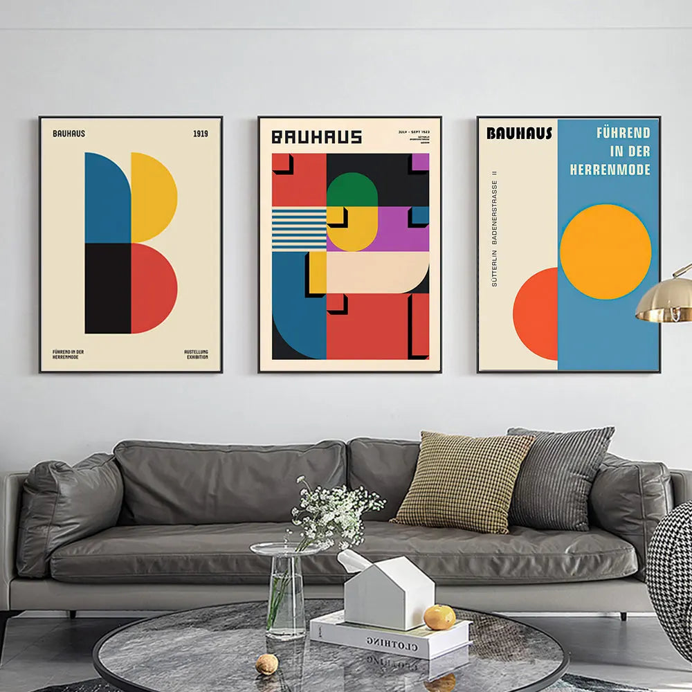 Bauhaus Geometry ,Mondrian Gallery Wall Pop Art ,Canvas Painting - Nordic Posters And Prints Wall Pictures For Living Room Decor