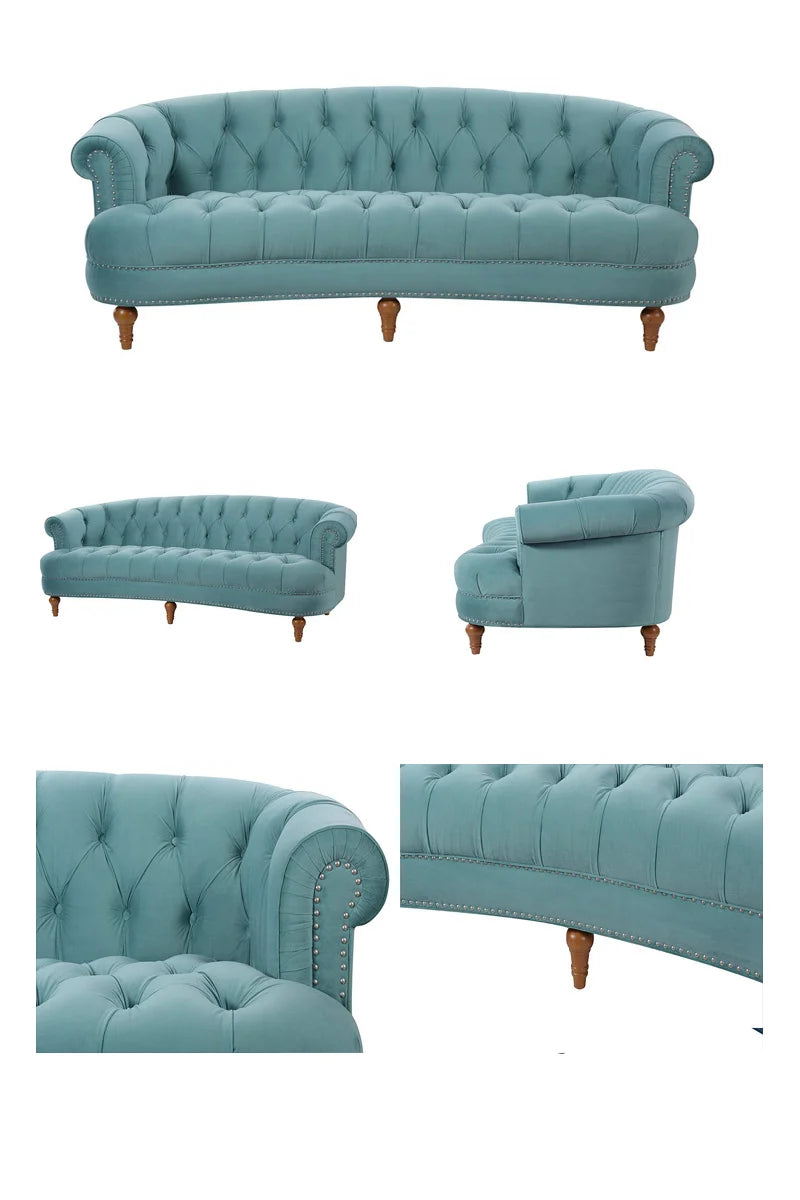 Velvet Sofa 3-Seat: Luxurious Upholstered Couch for Living Room, Hotel & Apartment