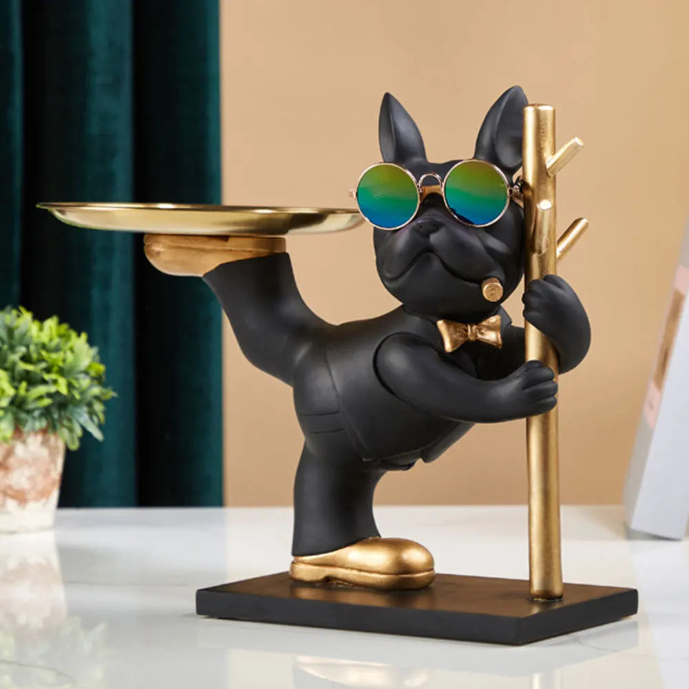 Magnate Pitbull Statue - Resin Sculpture with Storage Tray | Home Decor