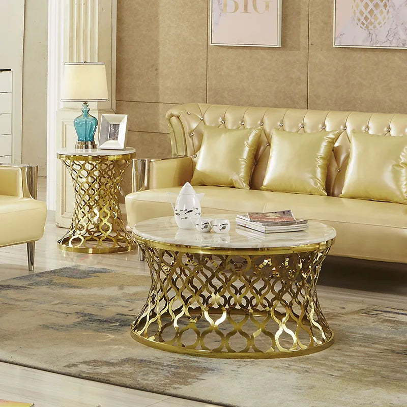 creative corner few gold stainless steel round few mirror edge few sofa side table side cabinet casual small coffee table