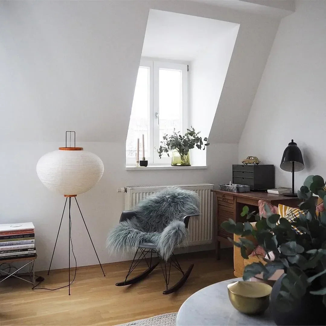 Japanese Minimalist LED Floor Lamp - Nordic Lantern Style