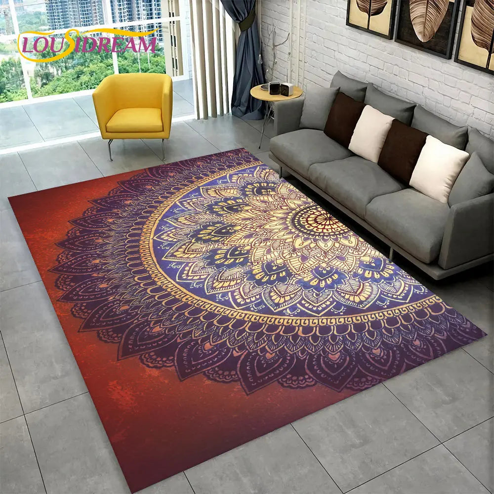 Bohemian Mandala Geometric Area Rug,Carpet Rug for Home, Living Room,Bedroom,Sofa,Doormat,Kitchen ,Kids Room-Non-slip Floor Mats