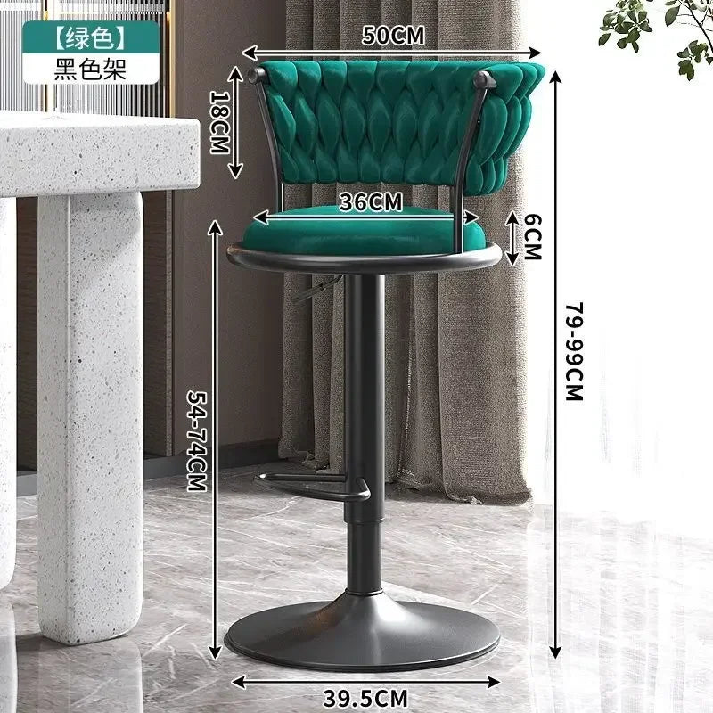 Black And Golds Bar Stool Beige High Kitchen Home Light Luxury Backrest Chair Iron Island Tabourets De Bar Dining Chairs Hocker