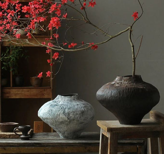 Vintage Ceramic Vase - Wabi-Sabi Zen Style Flower Vase