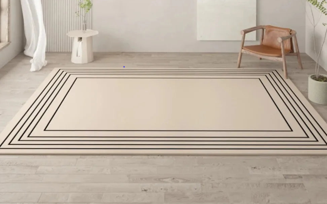 Minimalist Linear Rug - Modern Abstract Irregular Carpet