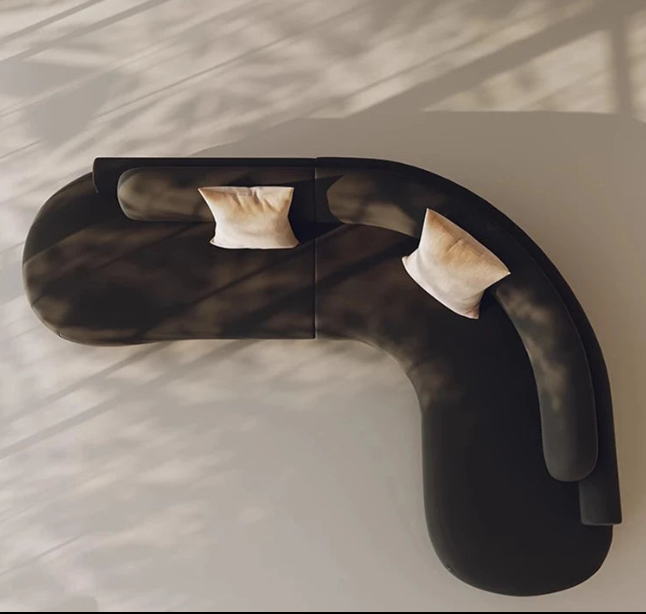 Curved Sectional Sofa - Organic Shape - Matte Velvet - Multiple Sizes