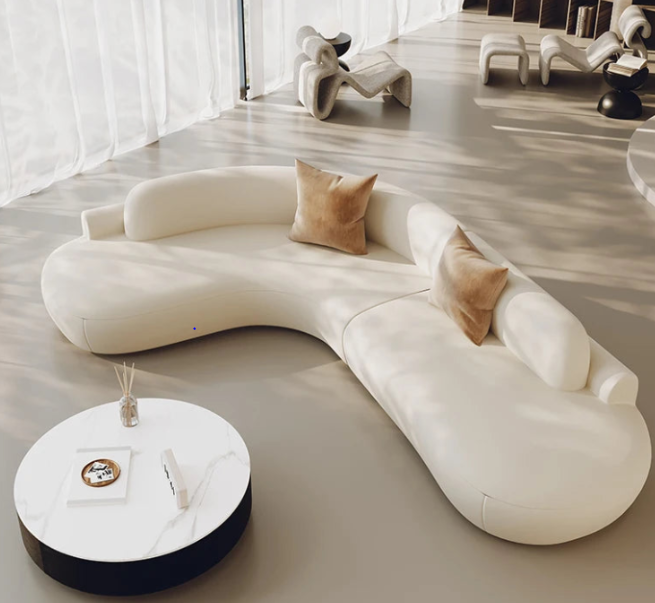 Curved Sectional Sofa - Organic Shape - Matte Velvet - Multiple Sizes