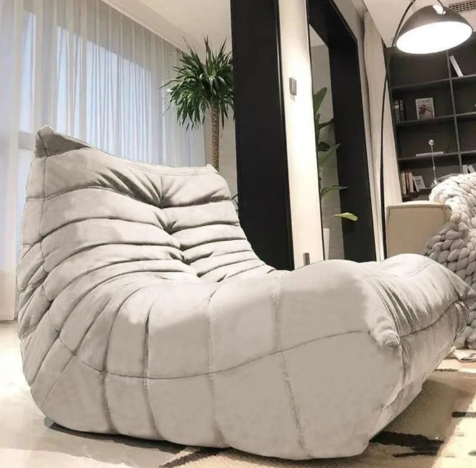 Channel-Quilted Bean Bag Floor Sofa - Memory Foam Lazy Couch - Multiple Colours