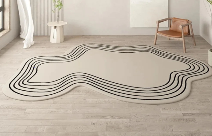 Minimalist Linear Rug - Modern Abstract Irregular Carpet