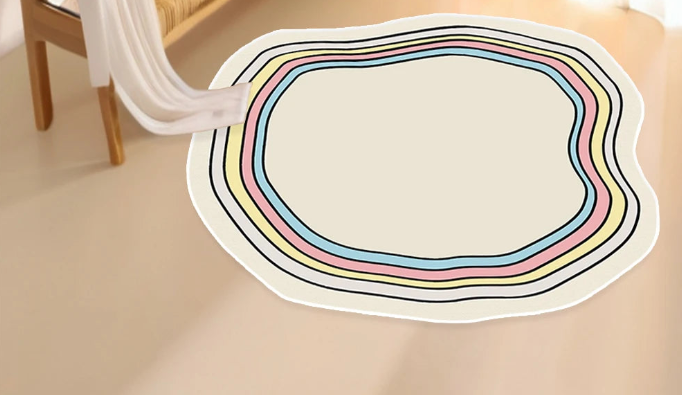 Minimalist Linear Rug - Modern Abstract Irregular Carpet