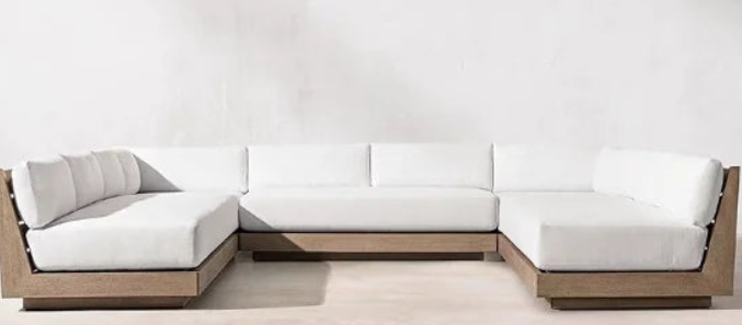 Teak Wood Outdoor Sectional Sofa Set - Modular Patio Furniture with Cushions