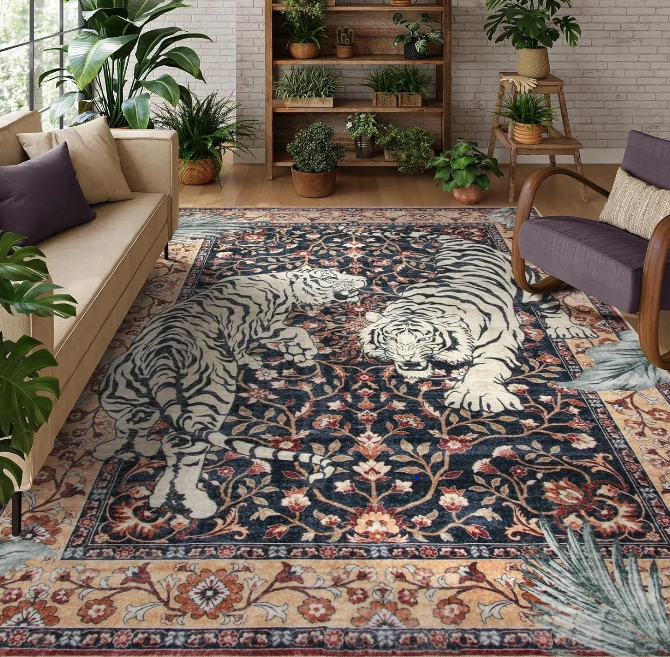 Jungle Tiger Rug - Luxury Oriental Area Carpet