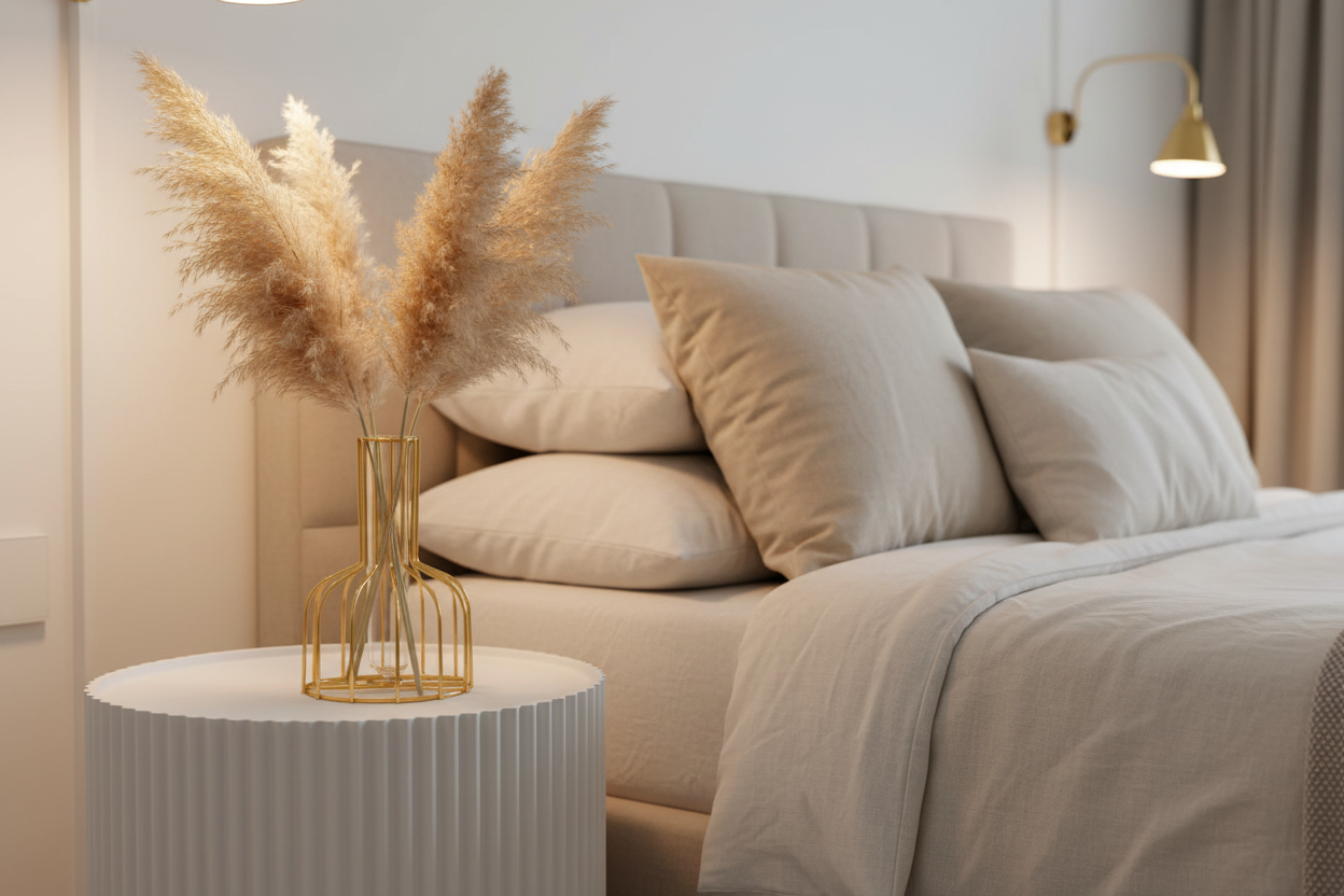 Luxurious bedroom vignette